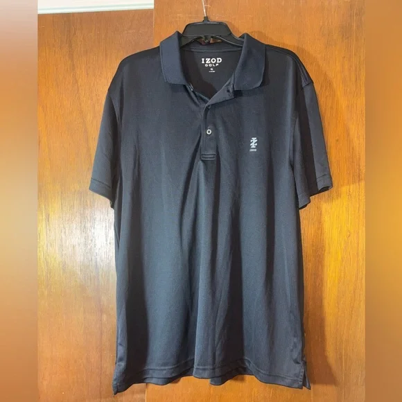 Izod Black Polo Shirt Classic Cotton Blend - Picture 1 of 3